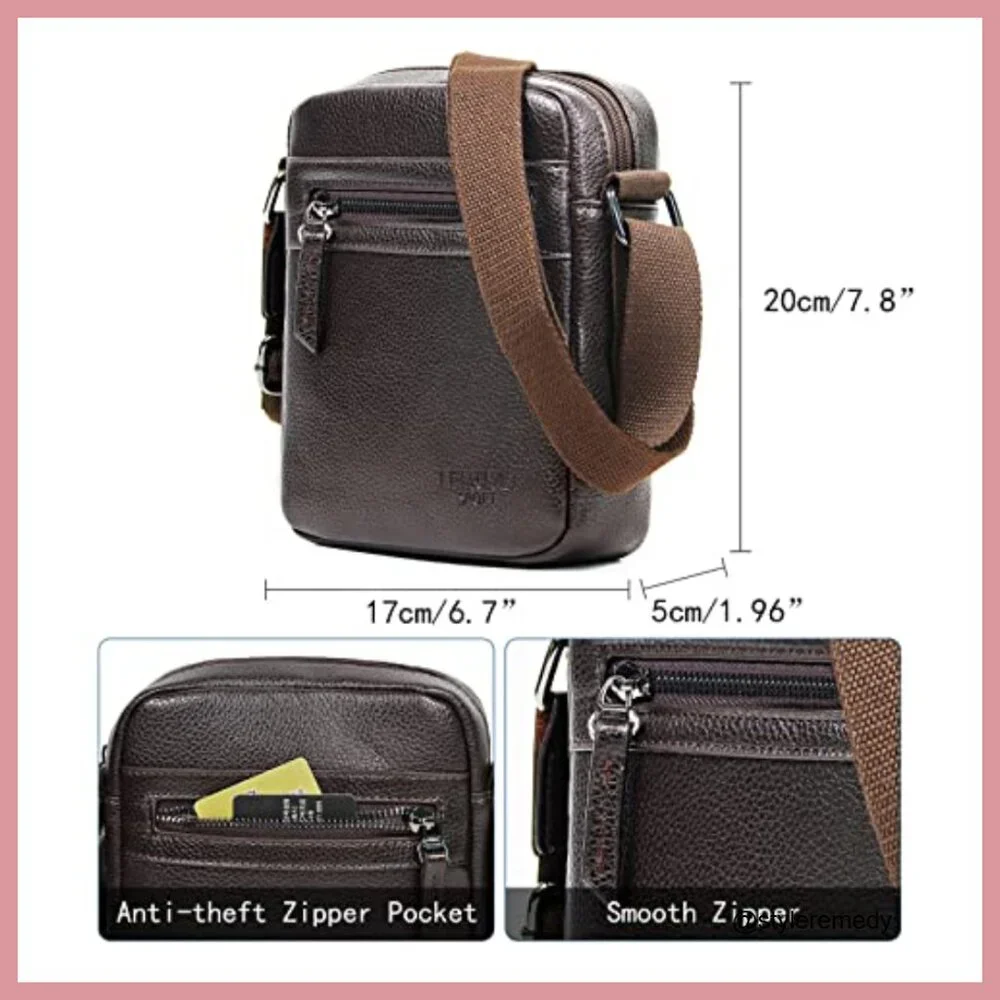 PU Leather Crossbody Messenger Bag with Adjustable Strap